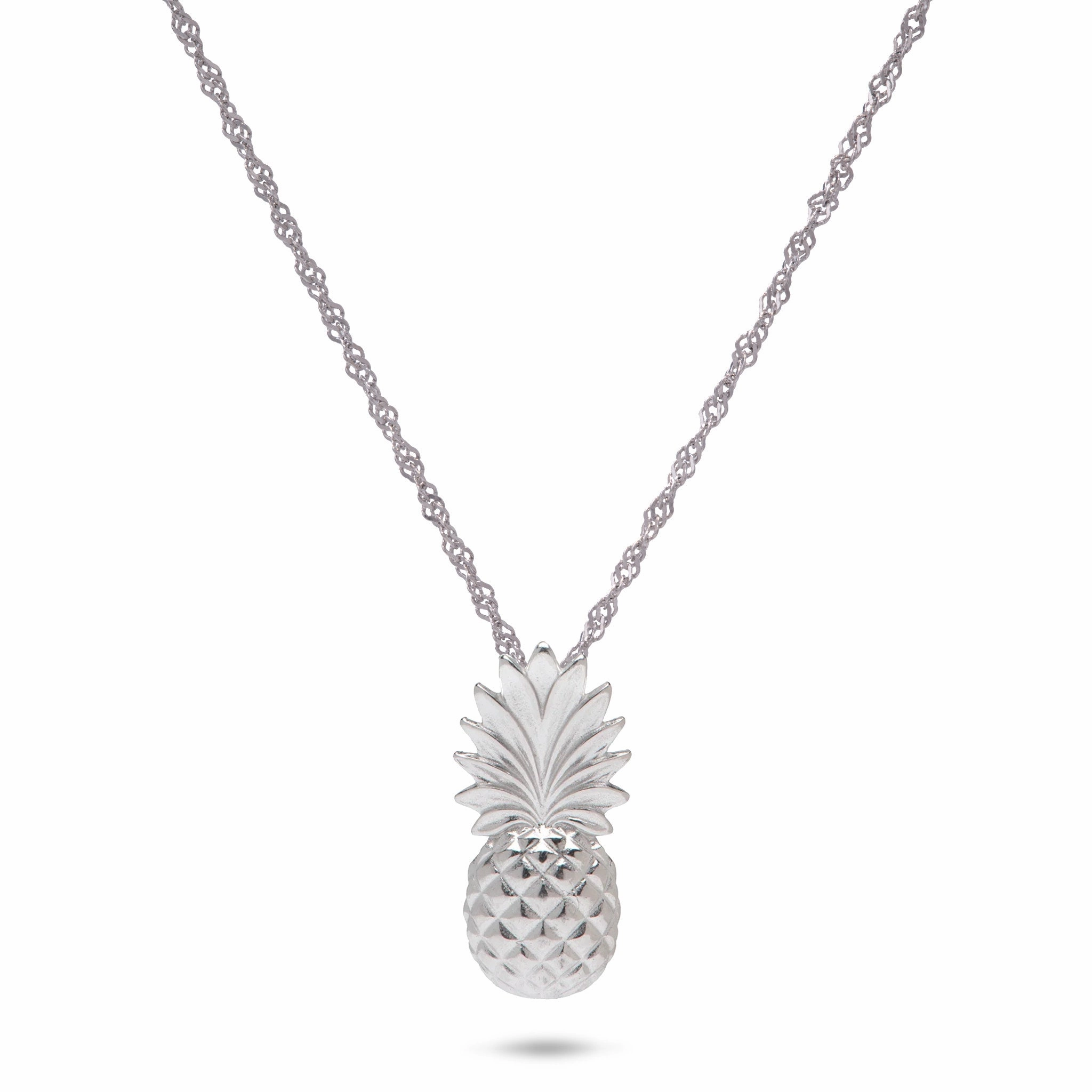 Classic Beauty Marvelous Piece 18" Pineapple Pendant with Chain in Sterling Silver - 18mm
