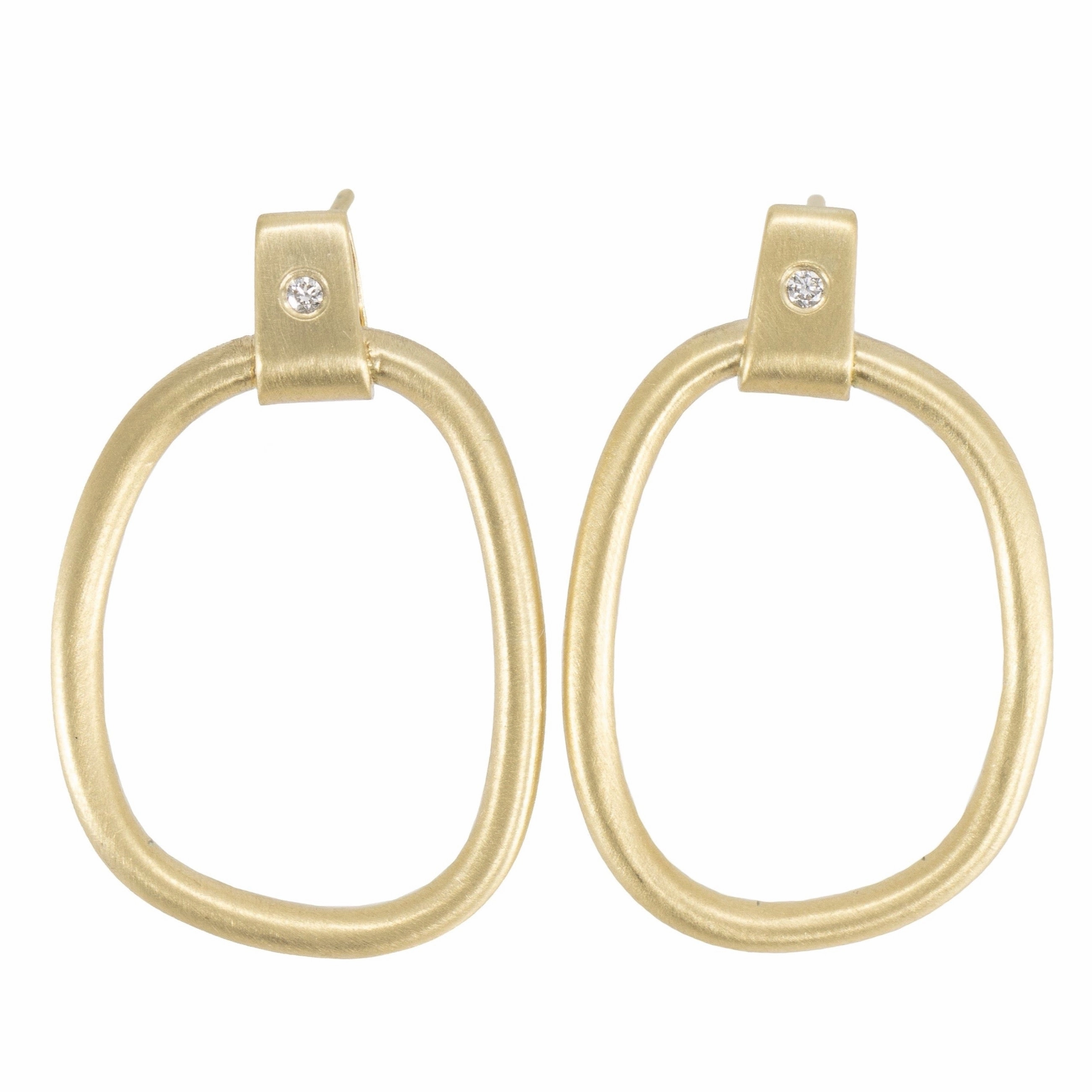 18k Carabiner Earrings - 18ky   Diamonds Neutral Vibe Easy Style