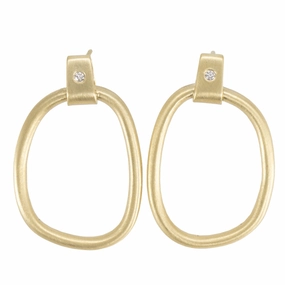 18k Carabiner Earrings - 18ky   Diamonds Neutral Vibe Easy Style