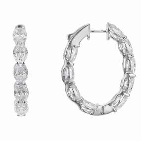 Minimalist Creation 18kw Diamond Oval Inside Out Hoop Earrings (3.95cttw)