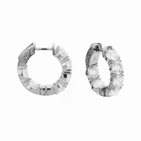 Formal Jewelry Attractive Design 18kw Inside Out Small Hoop Diamond Earrings (6.05cttw)