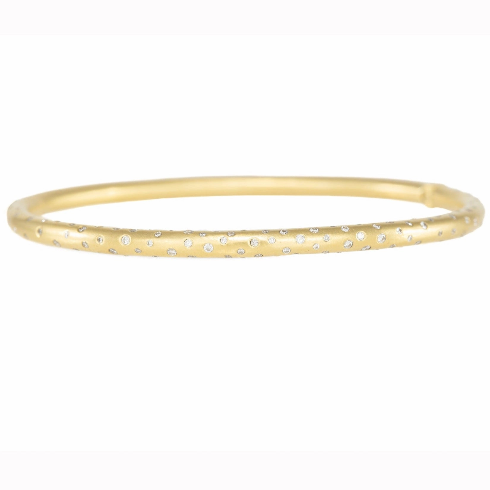 Vibrant Finish Winter Accent 18ky Gold KMJ Timeless Hinged Bangle (Flooded Diamonds) - 18ky   VS Diamonds