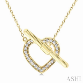 Picnic Ready Ideal Piece 1/10 Ctw Heart Toggle Single Cut Diamond Petite Fashion Necklace in 10K Yellow Gold