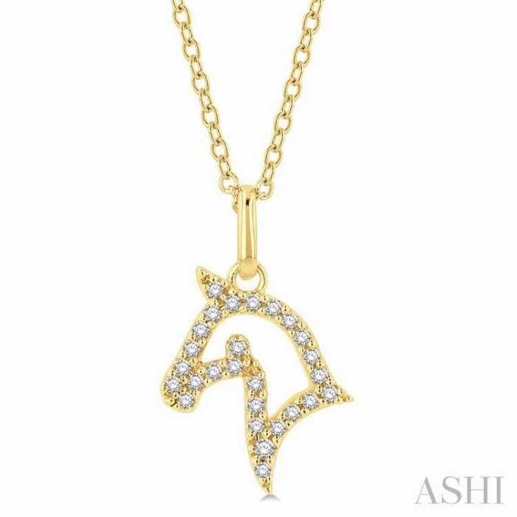 1/10 Ctw Horse Head Petite Round Cut Diamond Fashion Pendant With Chain in 10K Yellow Gold Exclusive Appeal Ideal gift