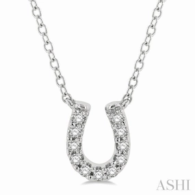 1/10 Ctw Horseshoe Charm Round Cut Diamond Petite Fashion Pendant With Chain in 10K White Gold Durable piece Splendid Present