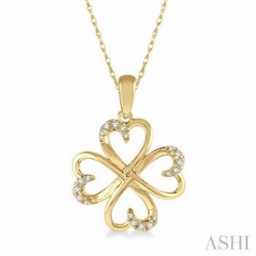 Playful Accent 1/10 Ctw Infinity Heart Round Cut Diamond Pendant With Chain in 10K Yellow Gold