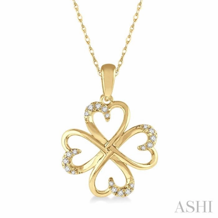 Playful Accent 1/10 Ctw Infinity Heart Round Cut Diamond Pendant With Chain in 10K Yellow Gold