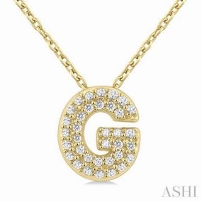 Modern Mood Excellent Present 1/10 Ctw Initial 'G' Round Cut Diamond Fashion Pendant With Chain in 10K Yellow Gold