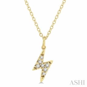 Popular Choice college student 1/10 Ctw Lightning Bolt Round Cut Diamond Petite Fashion Pendant With Chain in 14K Yellow Gold