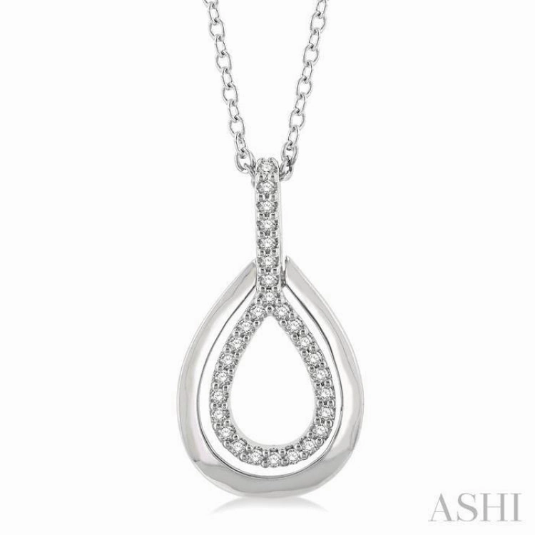 1/10 Ctw Petite Pear Shape Round Cut Diamond Fashion Pendant With Chain in 10K White Gold Graduation Gift