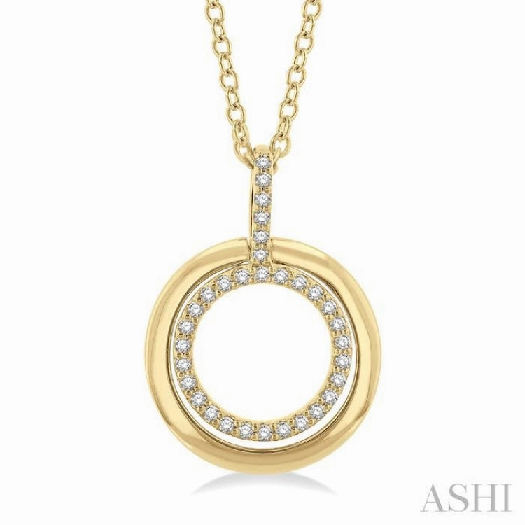 Evergreen Item City Event 1/10 Ctw Petite Twin Circle Round Cut Diamond Fashion Pendant With Chain in 10K Yellow Gold