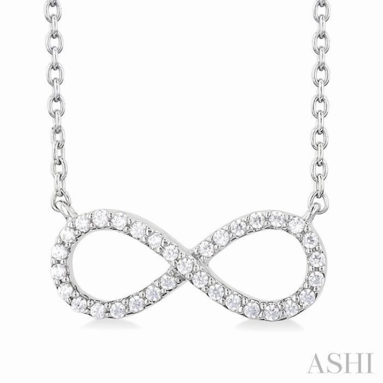 1/10 Ctw Round Cut Diamond Infinity Petite Pendant With Chain in 14K White Gold Networking Item