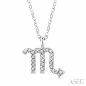 1/10 Ctw Scorpio Round Cut Diamond Zodiac Pendant With Chain in 14K White Gold Sophisticated Charm Marvelous Ornament