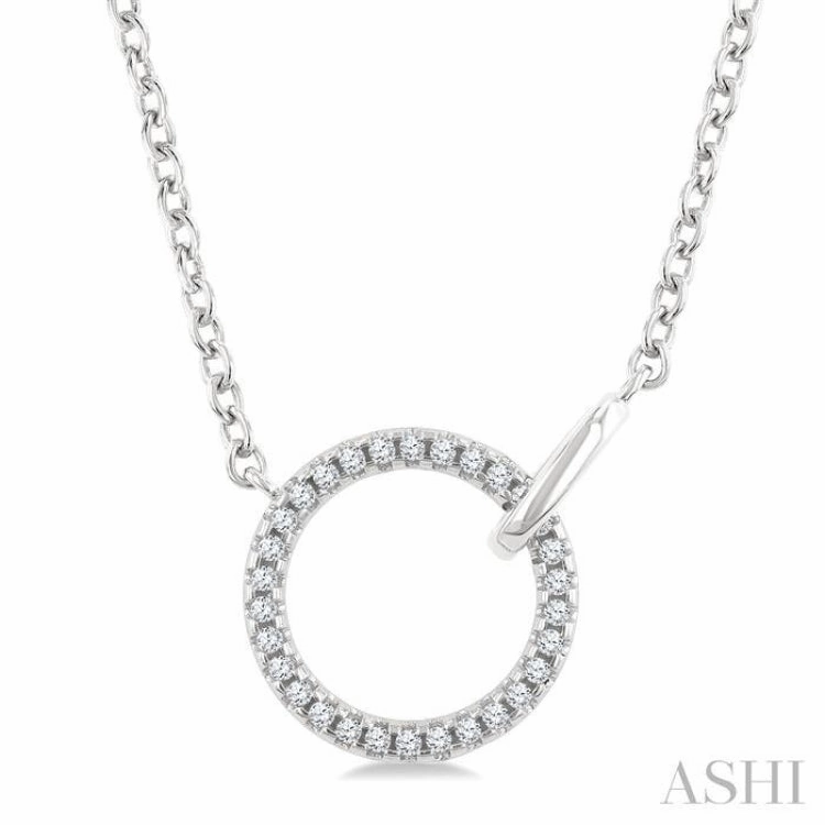 1/10 Ctw Single Cut Diamond Interlocked Circle Fashion Petite Pendant With Chain in 10K White Gold High-Quality Item Lovely Ornament