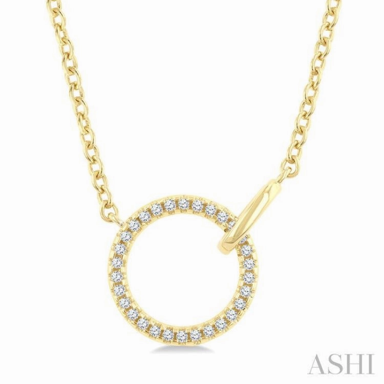 Creative Mind 1/10 Ctw Single Cut Diamond Interlocked Circle Fashion Petite Pendant With Chain in 10K Yellow Gold