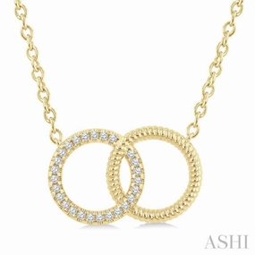 1/10 Ctw Single Cut Diamond Interlocked Circle Fashion Petite Pendant With Chain in 10K Yellow Gold Fashionable Present Daily Touch