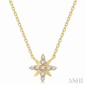 1/10 Ctw Star Round Cut Diamond Petite Fashion Pendant With Chain in 10K Yellow Gold Pure Style