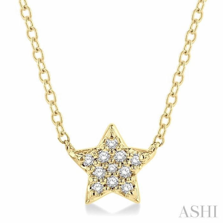 1/10 Ctw Star Round Cut Diamond Petite Fashion Pendant With Chain in 10K Yellow Gold Trendy Ornament Elegant adornment