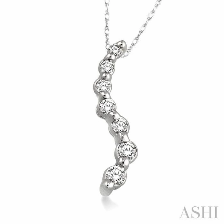 1/10 Ctw Swirl Journey Diamond Pendant in 10K White Gold with Chain Wire Wrapped Piece Artistic Spirit