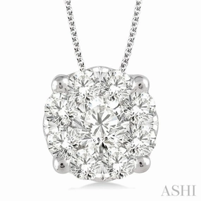1 1/2 Ctw Lovebright Round Cut Diamond Pendant in 14K White Gold with Chain City Style Pure Beauty
