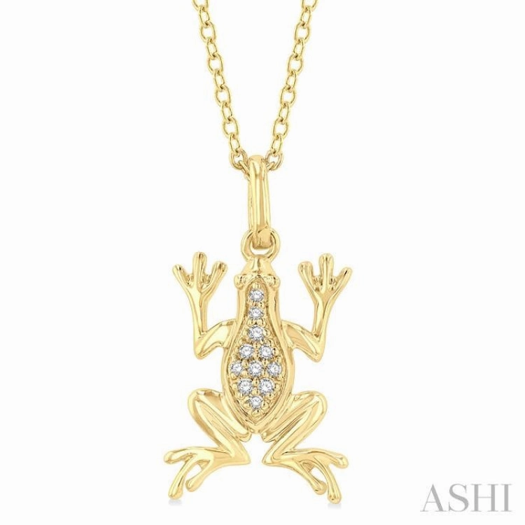 Modern Style 1/20 Ctw Amphibian Round Cut Diamond Petite Fashion Pendant With Chain in 10K Yellow Gold