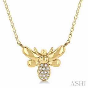 1/20 Ctw Bumble Bee Round Cut Diamond Petite Fashion Pendant With Chain in 10K Yellow Gold Statement Gift Elegant Fit