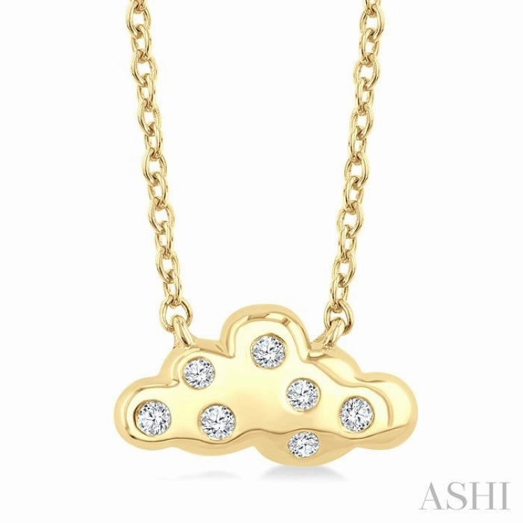 1/20 Ctw Cloud Single Cut Diamond Petite Fashion Pendant With Chain in 10K Yellow Gold Engagement Surprise High-Quality Style