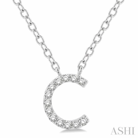 1/20 Ctw Initial 'C' Round Cut Diamond Pendant With Chain in 10K White Gold Home Party Smart Look