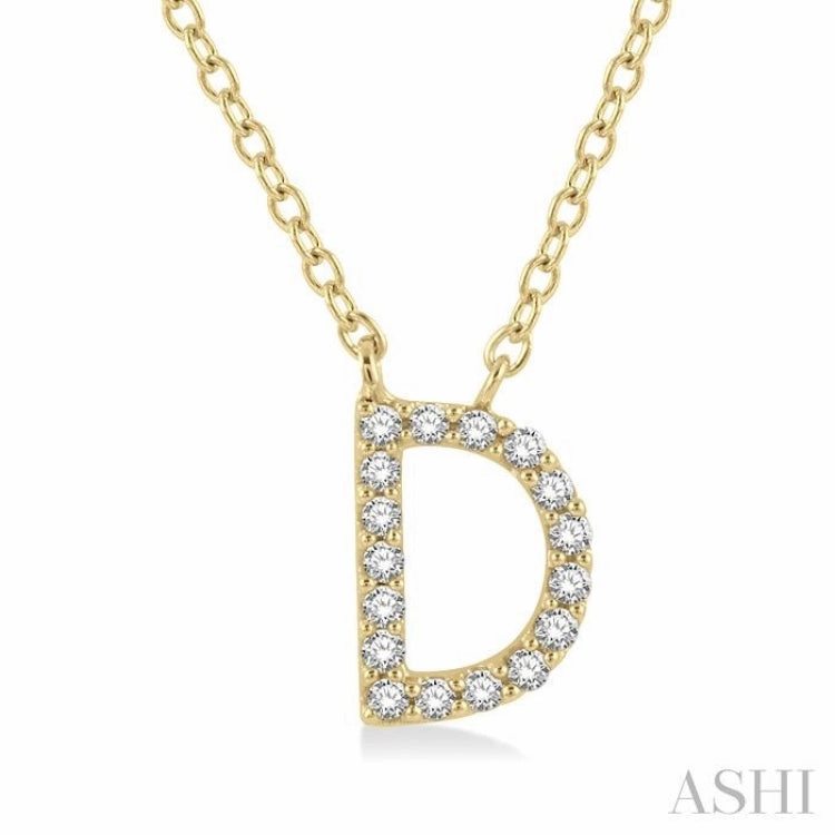 for meditation 1/20 Ctw Initial 'D' Round Cut Diamond Pendant With Chain in 14K Yellow Gold