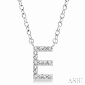 1/20 Ctw Initial 'E' Round Cut Diamond Pendant With Chain in 14K White Gold Youth Gift Minimal Touch