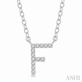 1/20 Ctw Initial 'F' Round Cut Diamond Pendant With Chain in 14K White Gold Excellent Ornament
