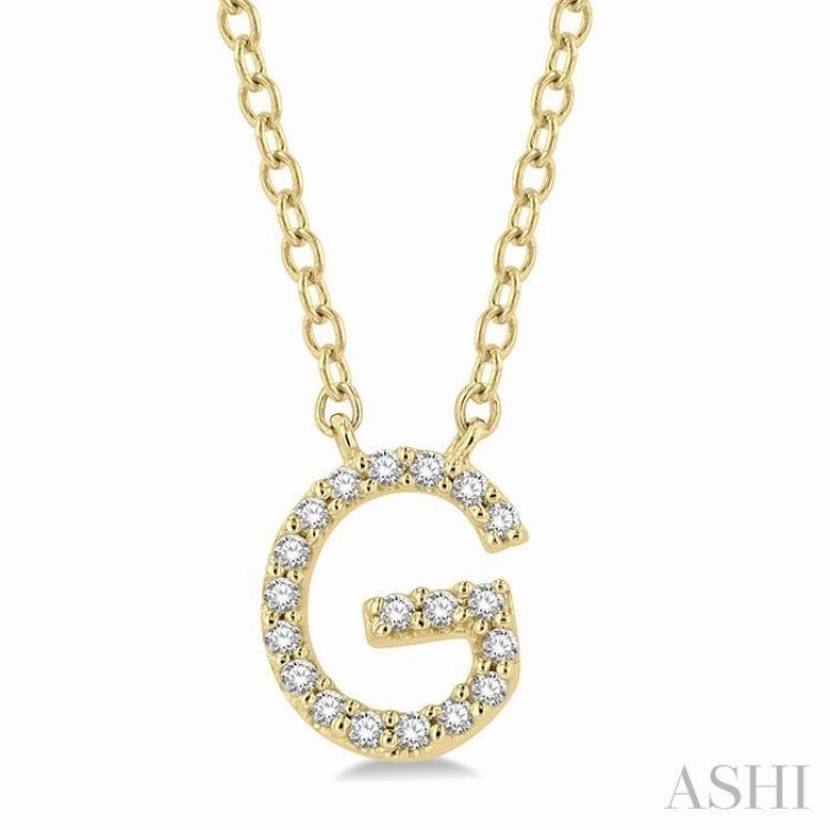 1/20 Ctw Initial 'G' Round Cut Diamond Pendant With Chain in 14K Yellow Gold Autumn Touch