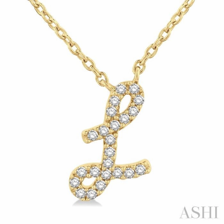Sustainable Jewelry Superior Present 1/20 Ctw Initial 'L' Round cut Diamond Pendant With Chain in 10K Yellow Gold