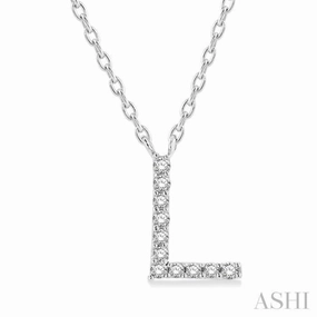 1/20 Ctw Initial 'L' Round Cut Diamond Pendant With Chain in 14K White Gold Vintage Gift Premium Adornment