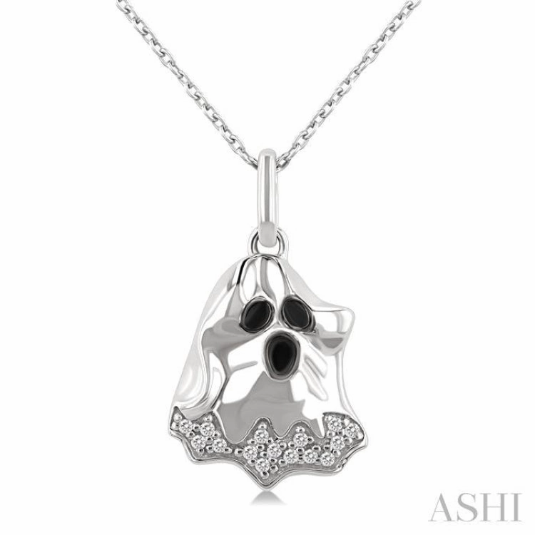 1/20 Ctw Petite Ghost Single Cut Diamond Pendant With Chain in 10K White Gold Modern Detail Marvelous Style