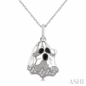 1/20 Ctw Petite Ghost Single Cut Diamond Pendant With Chain in 10K White Gold Modern Detail Marvelous Style