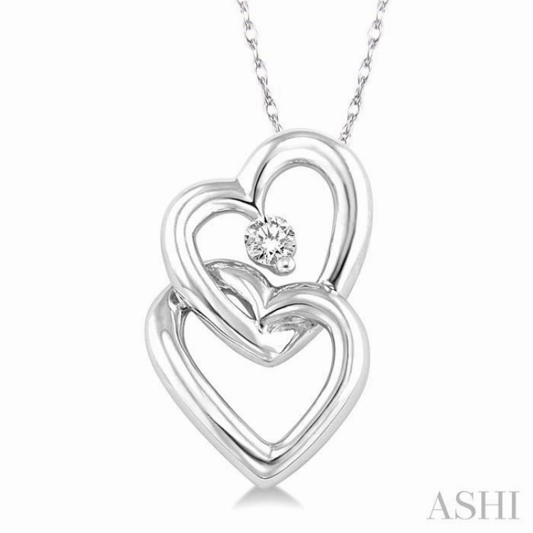 Shared Jewelry Locket Item 1/20 Ctw Round Cut Diamond Pendant in 10K White Gold with Chain
