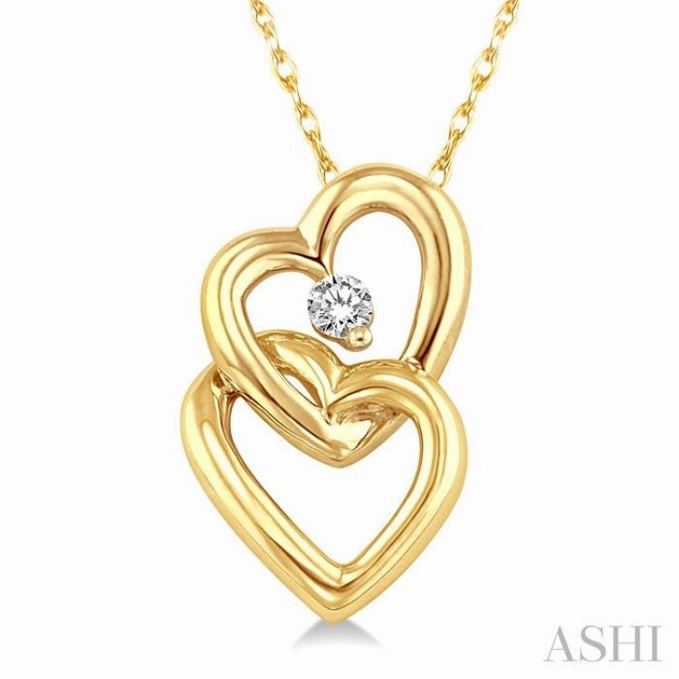 1/20 Ctw Round Cut Diamond Pendant in 10K Yellow Gold with Chain Soft Edge Crystal Piece