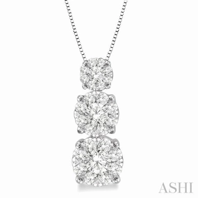 1/2 Ctw Diamond Lovebright Pendant in 14K White Gold with Chain Artisan Item