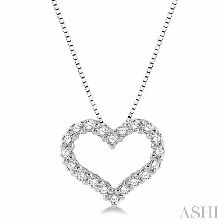 1/2 Ctw Heart Shape Round Cut Diamond Pendant With Chain in 14K White Gold Sophisticated Edge Modern Mood