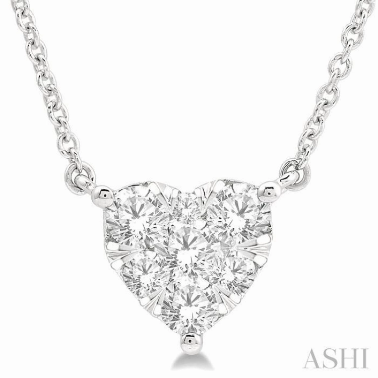 Event Ready 1/2 Ctw Lovebright Diamond Heart Pendant With Chain in 14K White Gold