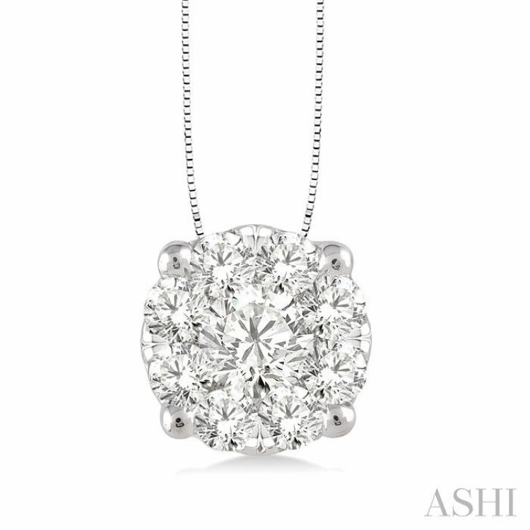 1/2 Ctw Lovebright Round Cut Diamond Pendant in 14K White Gold with Chain Inclusive Jewelry