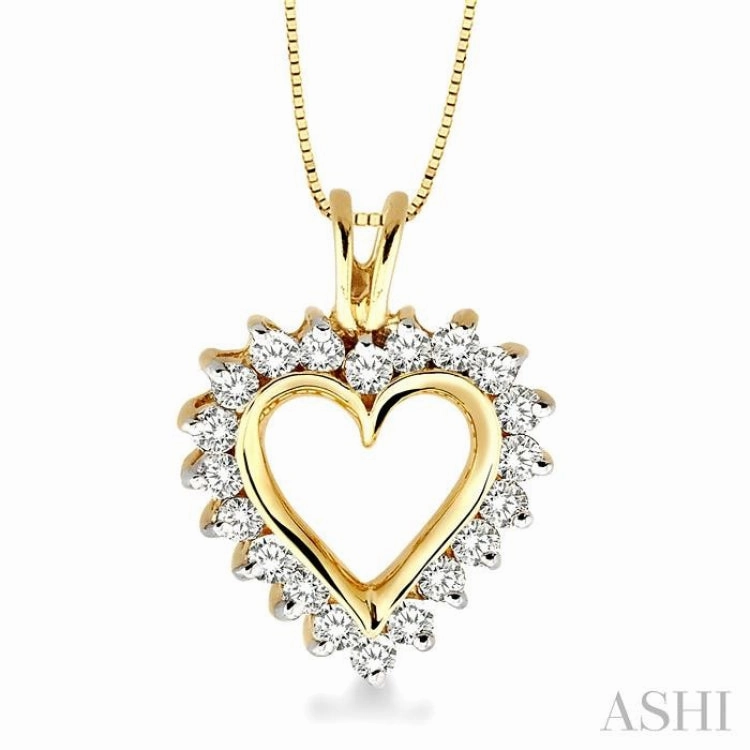 holiday season Minimalist Piece 1/2 Ctw Round Cut Diamond Heart Pendant in 14K Yellow Gold with Chain