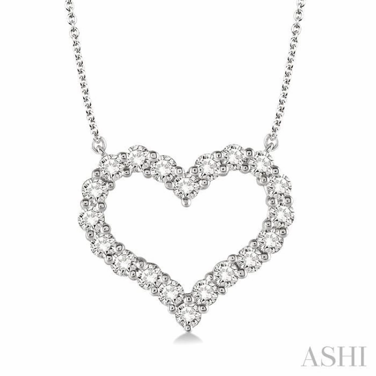 Personalized Ornament 1/2 Ctw Round Cut Diamond Heart Pendant With Chain in 14K white Gold