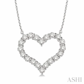 Personalized Ornament 1/2 Ctw Round Cut Diamond Heart Pendant With Chain in 14K white Gold