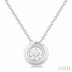 1/3 Ctw Bubble Bezel Set Round Cut Diamond Fashion Pendant With Chain in 14K White Gold Stunning Adornment