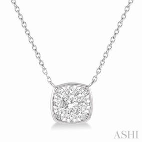 1/3 Ctw Cushion Shape Lovebright Diamond Pendant With Chain in 14K White Gold Attractive Gift Festival Crystal Piece
