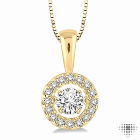 1/3 Ctw Diamond Emotion Pendant in 14K Yellow Gold with Chain Formal Style