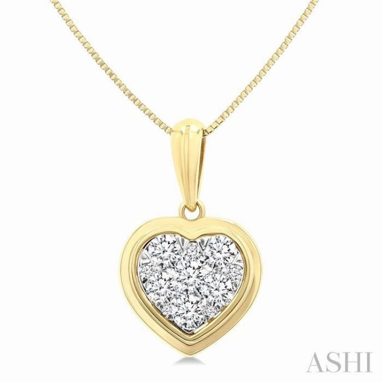 1/3 Ctw Lovebright Heart Round Cut Diamond Fashion Pendant With Chain in 14K Yellow and White Gold Nature Accent Statement Style