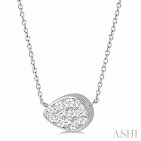 Professional Gift 1/3 Ctw Pear Shape Lovebright Diamond Pendant With Chain in 14K White Gold